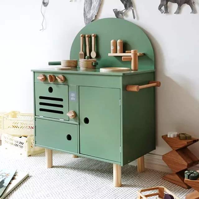 آشپزخانه اسباب بازی چوبی کودک مدل 5003 cabinet Rustic wooden