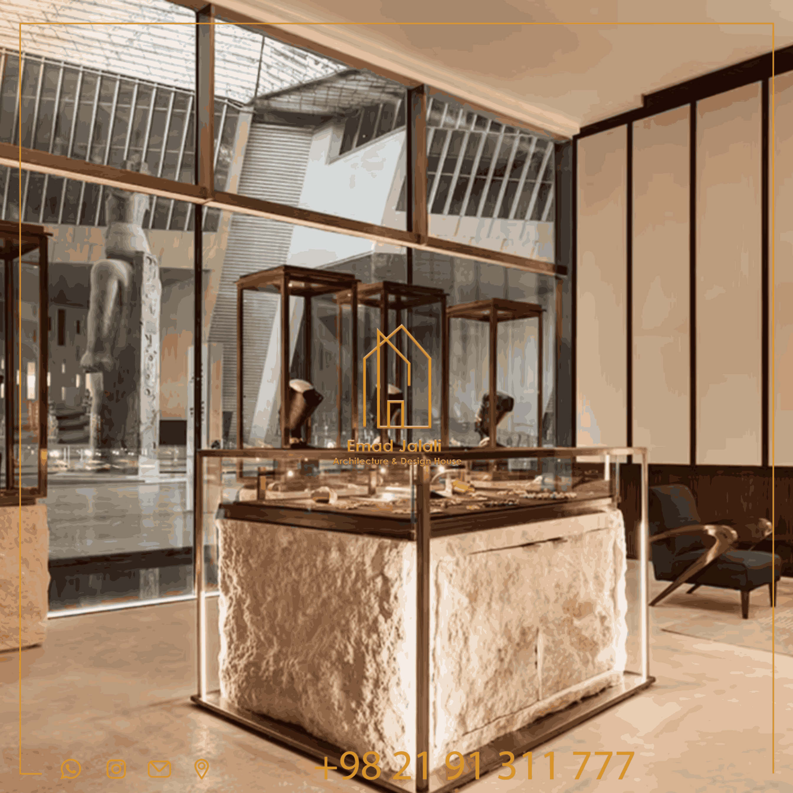 مبلمان ویترین فروشگاه جواهرات شیک