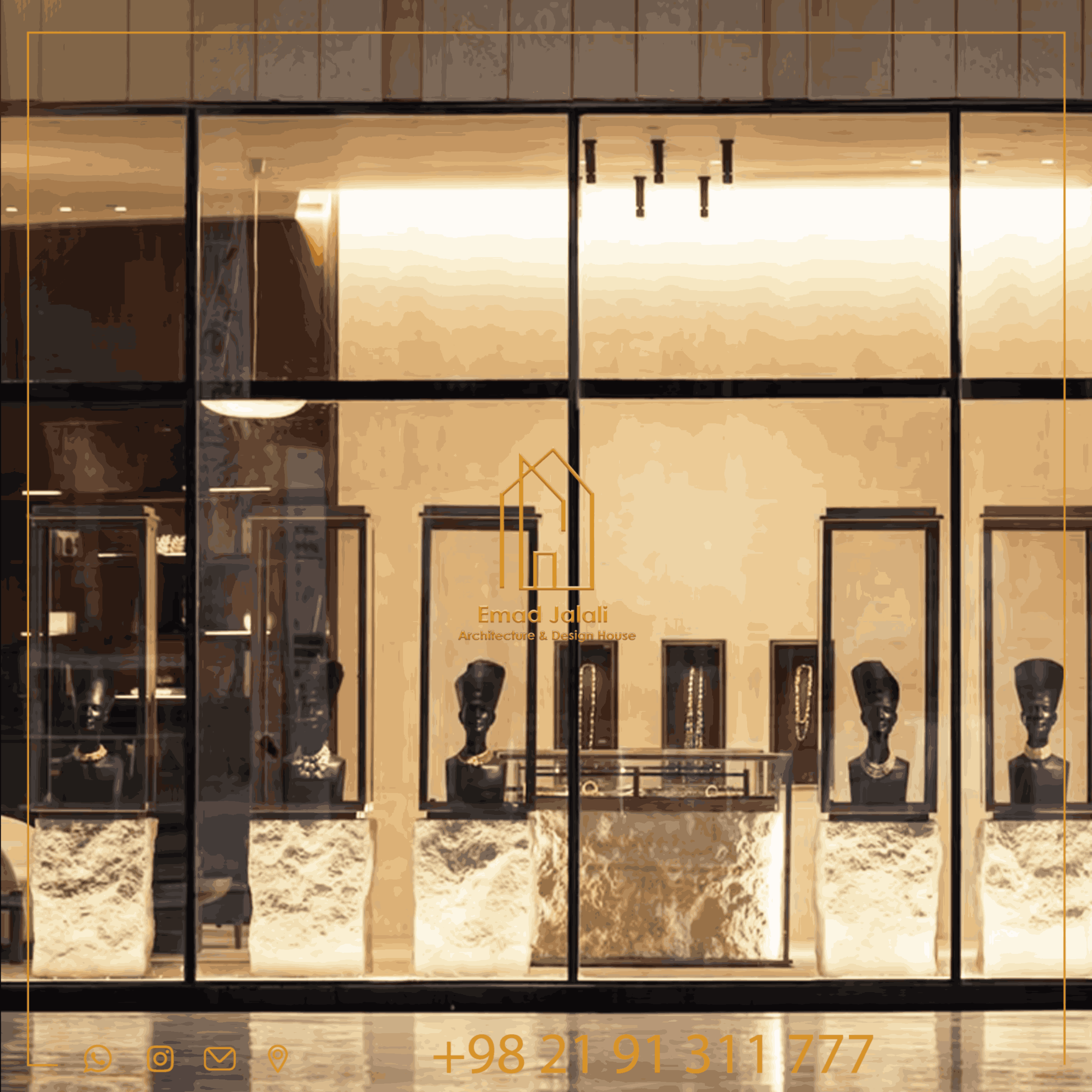 مبلمان ویترین فروشگاه جواهرات شیک