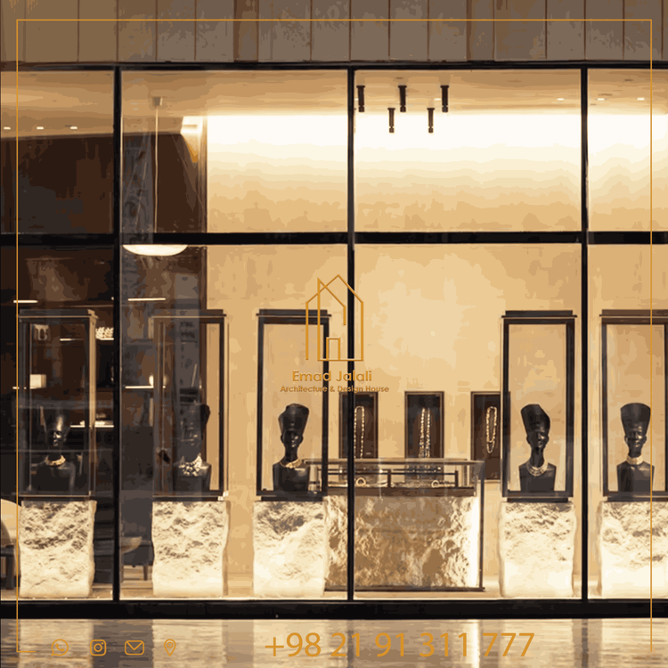 مبلمان ویترین فروشگاه جواهرات شیک