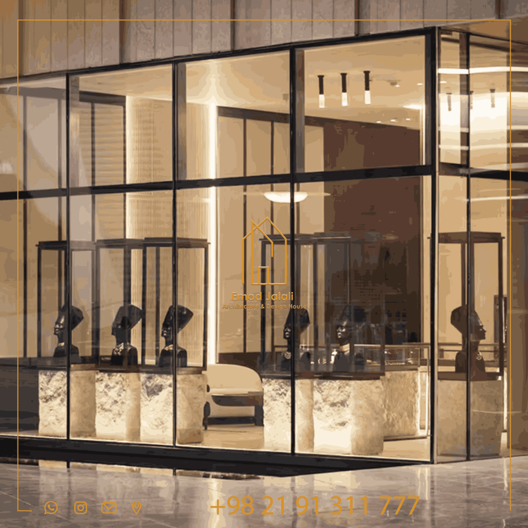 مبلمان ویترین فروشگاه جواهرات شیک