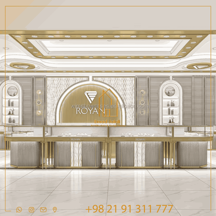 ویترین شیشهای لوکس و مدرن برای فروشگاههای طلا و جواهرات