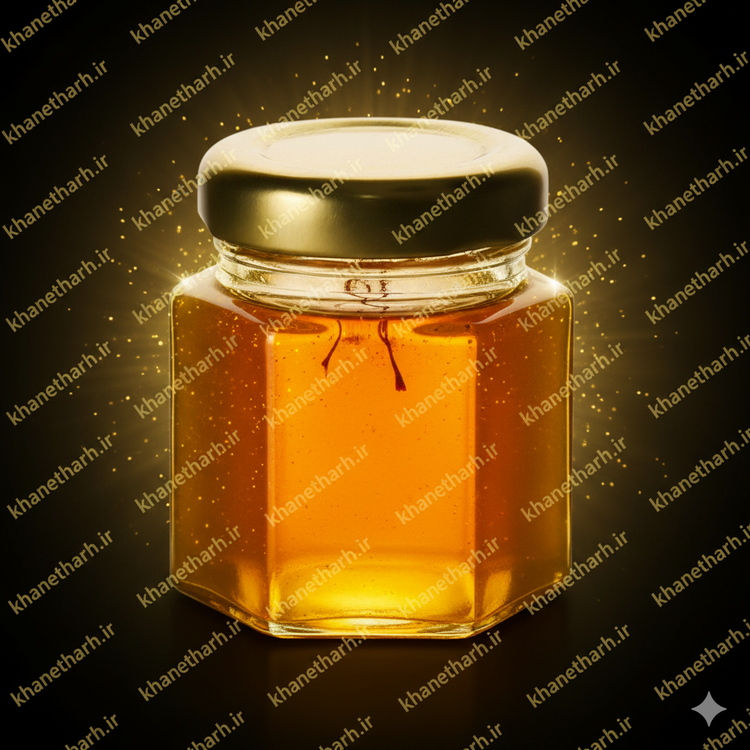 جار زعفران شش گوش شیشه ای | درب فلزی | 294 عددی