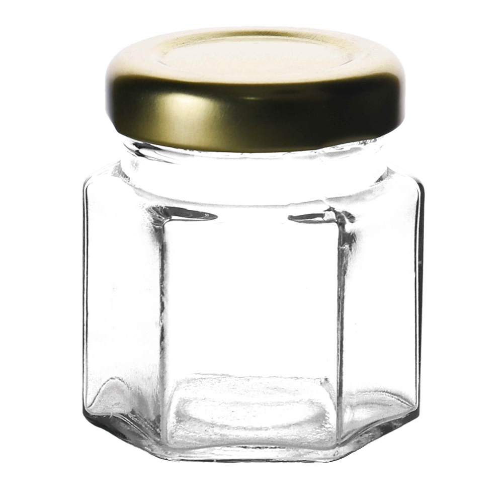 جار زعفران شش گوش شیشه ای | درب فلزی | 294 عددی