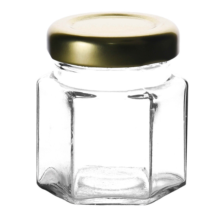 جار زعفران شش گوش شیشه ای | درب فلزی | 294 عددی